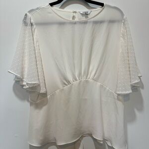 Express Ivory Flutter-Sleeve Blouse | Good Used Condition | Size Large